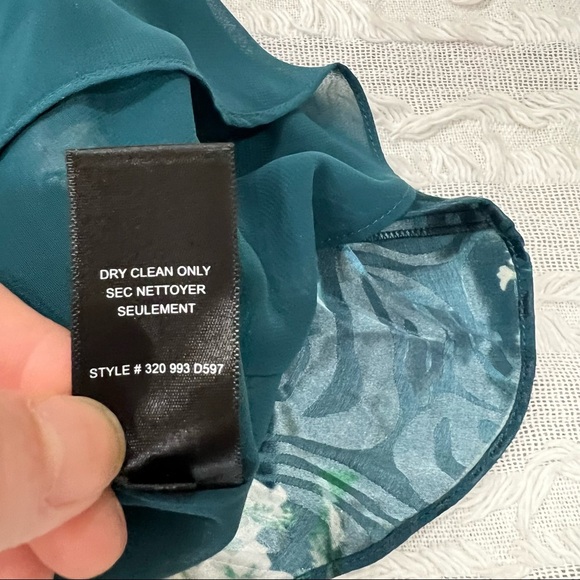 REBECCA TAYLOR Hydrangea Floral Silk Teal Shift Mini Dress Sz 8 MSRP $395 Party - Picture 9 of 14